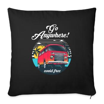 Camping camping car caravane mobil-homes - Housse de coussin décorative 45 x 45 cm - noir - Devant