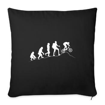 Fahrradfahrer im Wald mit MTB macht Sport am Berg - Sofakissenbezug 45 x 45 cm - Schwarz - Vorne