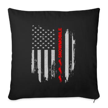 Motoneige Drapeau Américain Snow Rider Sports d'hiver - Housse de coussin décorative 45 x 45 cm - noir - Devant