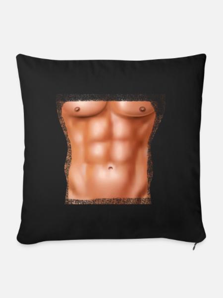 Sixpack Muskelbauch Waschbrettbauch Adonis - Sofakissenbezug 45 x 45 cm - Schwarz