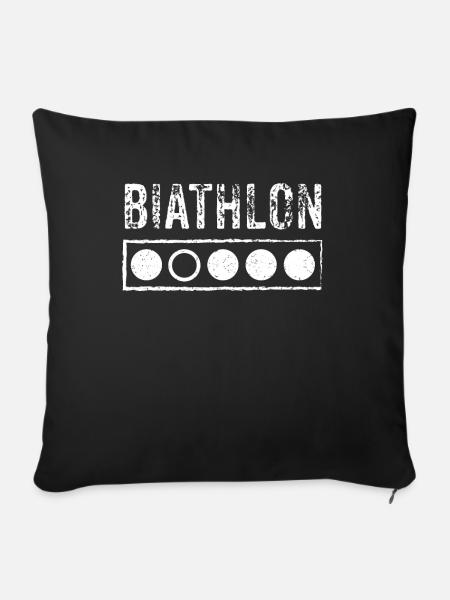 Biathlon Zielscheibe Biathlet - Sofakissenbezug 45 x 45 cm - Schwarz