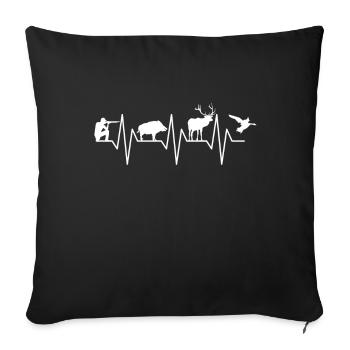 Heartbeat hunting wild boar deer hunting season - Sofa pillowcase 17,3'' x 17,3'' (45 x 45 cm) - black - Front