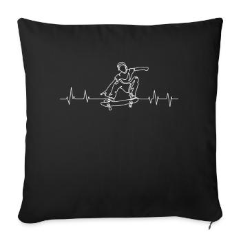 Skater Heartbeat Skateboard Stunt Gift - Sofa pillowcase 17,3'' x 17,3'' (45 x 45 cm) - black - Front