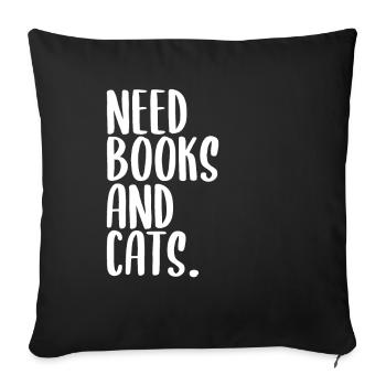 Livres et chats disant - Housse de coussin décorative 45 x 45 cm - noir - Devant