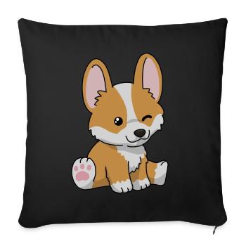 Cadeau de chien corgi mignon femmes chemise de chien corgi - Housse de coussin décorative 45 x 45 cm - noir - Devant