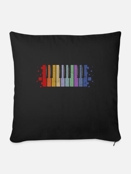 Retro Klavier - Sofakissenbezug 45 x 45 cm - Schwarz