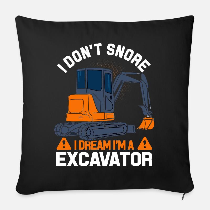 Construction de routes d'excavatrice - Housse de coussin décorative 45 x 45 cm - noir