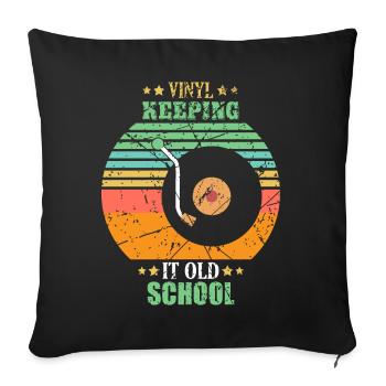 Platine vinyle DJ - Housse de coussin décorative 45 x 45 cm - noir - Devant