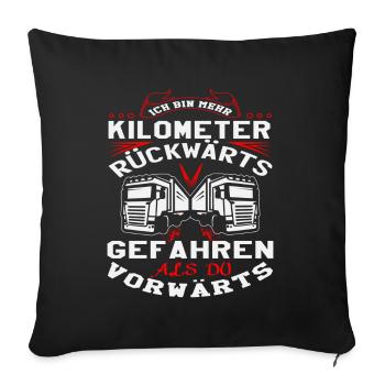 Trucker LKW Fahrer Fernfahrer Brummi Geschenk - Sofakissenbezug 45 x 45 cm - Schwarz - Vorne