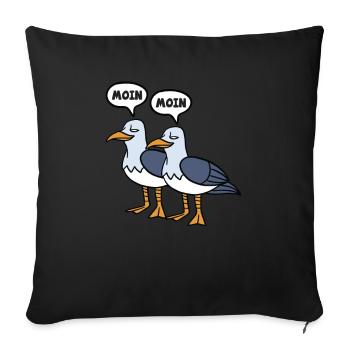 Moin Moin Möwen Ostsee Nordsee Plattdeutsch - Sofakissenbezug 45 x 45 cm - Schwarz - Vorne