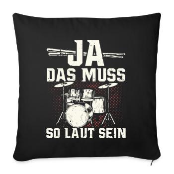 Tambours batteur batteur cadeau tambours - Housse de coussin décorative 45 x 45 cm - noir - Devant