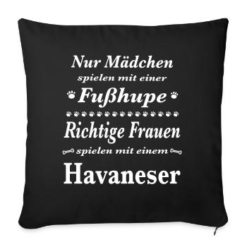 Havaneser Tshirt Havaneser Hund Shirt T-Shirt - Sofakissenbezug 45 x 45 cm - Schwarz - Vorne