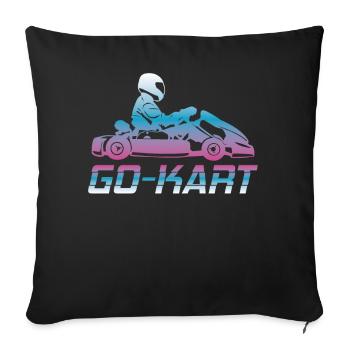 Kart go-kart karting kart pilote cadeau rétro - Housse de coussin décorative 45 x 45 cm - noir - Devant