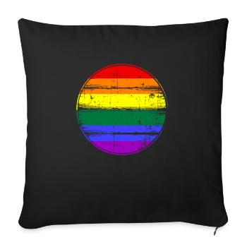 Drapeau arc-en-ciel LGBT arc-en-ciel - Housse de coussin décorative 45 x 45 cm - noir - Devant
