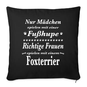 Foxterrier Tshirt Foxterrier Hund Shirt T-Shirt - Sofakissenbezug 45 x 45 cm - Schwarz - Vorne