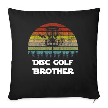 Cadeau de chemise de frisbee de frère de disque de golf rétro - Housse de coussin décorative 45 x 45 cm - noir - Devant