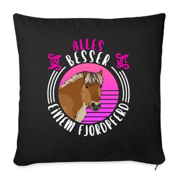 Cheval Fjord Idée cadeau Fjordi Poney Fjord - Housse de coussin décorative 45 x 45 cm - noir - Devant