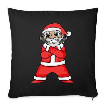 Weihnachtsmann mit Waffen - Sofakissenbezug 45 x 45 cm - Schwarz - Vorne