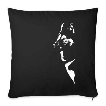 Propriétaire de chien Husky sibérien rétro marche - Housse de coussin décorative 45 x 45 cm - noir - Devant