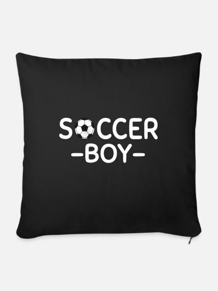 Fußball Junge - Sofakissenbezug 45 x 45 cm - Schwarz