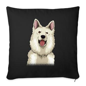Cadeau de berger suisse blanc - Housse de coussin décorative 45 x 45 cm - noir - Devant