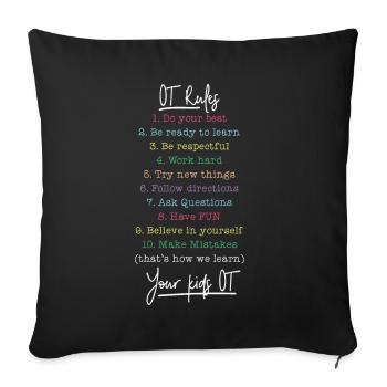 Ergotherapeut OT Rules - Sofakissenbezug 45 x 45 cm - Schwarz - Vorne
