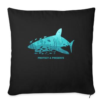 Requins Hai Conservation des espèces Conservation de la nature Idée de protection des animaux - Housse de coussin décorative 45 x 45 cm - noir - Devant