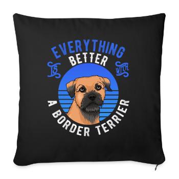 Cadeau de chien drôle de border terrier - Housse de coussin décorative 45 x 45 cm - noir - Devant