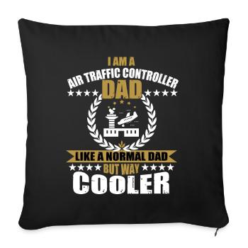 Air traffic controller dad - Sofa pillowcase 17,3'' x 17,3'' (45 x 45 cm) - black - Front