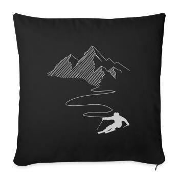 Ski Weihnachtsgeschenkidee für Skifahrer und Berg - Sofakissenbezug 45 x 45 cm - Schwarz - Vorne