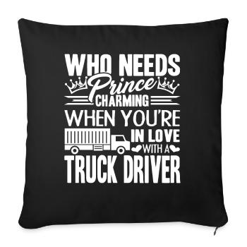 Truck Driver In Love With A Truck Driver - Sofa pillowcase 17,3'' x 17,3'' (45 x 45 cm) - black - Front