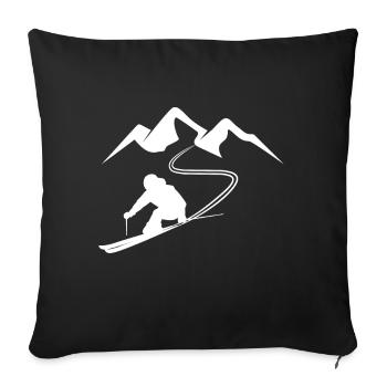 Ski cadeau de sports d'hiver d'hiver - Housse de coussin décorative 45 x 45 cm - noir - Devant
