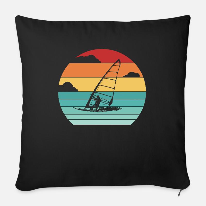 Wellenreiter Surfer Wassersport Windsurflehrer - Sofakissenbezug 45 x 45 cm - Schwarz