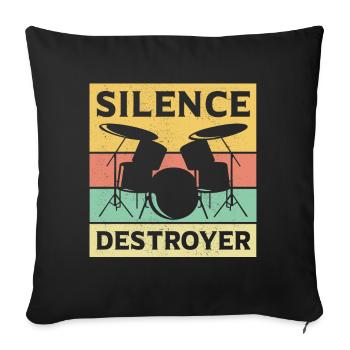 Batteur batteur batterie cadeau batteur - Housse de coussin décorative 45 x 45 cm - noir - Devant