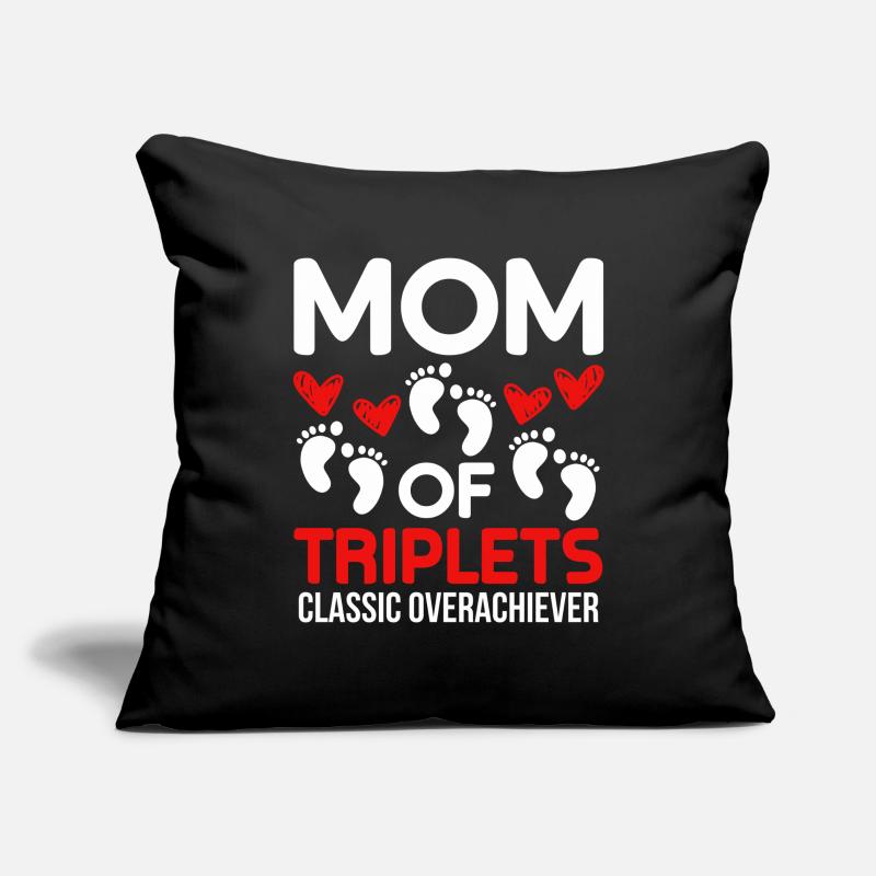 Mère de triplés triplés maman enceinte Housse de coussin décorative 45 x 45 cm