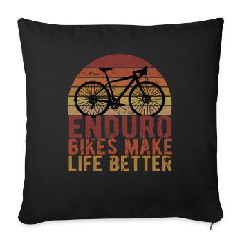 Enduro Fahrrad - Sofakissenbezug 45 x 45 cm - Schwarz - Vorne