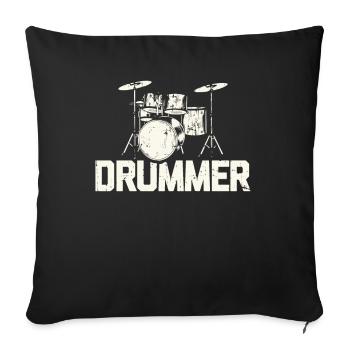 Batterie batteur cadeau batteur batteur - Housse de coussin décorative 45 x 45 cm - noir - Devant
