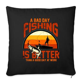 Fisherman fishing angler fishing fish gift - Sofa pillowcase 17,3'' x 17,3'' (45 x 45 cm) - black - Front