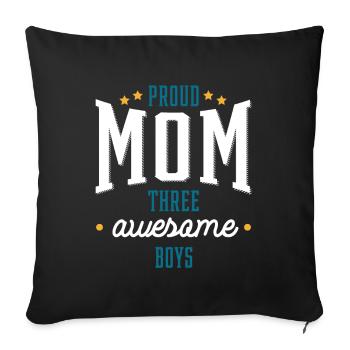 Proud Mom Three Awesome Boys - Cadeau de la fête des mères - Housse de coussin décorative 45 x 45 cm - noir - Devant