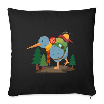 Kiwi backpack tour - Sofa pillowcase 17,3'' x 17,3'' (45 x 45 cm) - black - Front