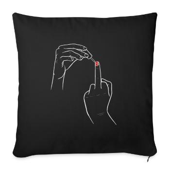 Middle finger Women's finger with nail polish - Sofa pillowcase 17,3'' x 17,3'' (45 x 45 cm) - black - Front