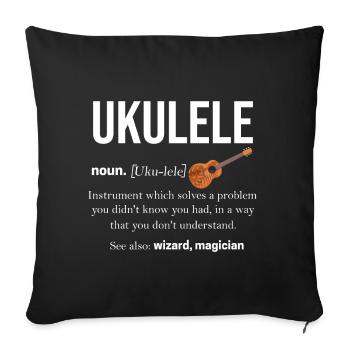 Ukulélé - Housse de coussin décorative 45 x 45 cm - noir - Devant