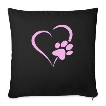 Dogs paws heart puppy paws gift - Sofa pillowcase 17,3'' x 17,3'' (45 x 45 cm) - black - Front