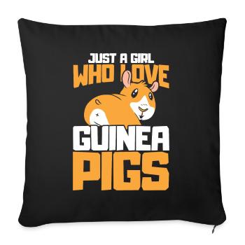 Juste une fille qui aime les cochons d'Inde - Housse de coussin décorative 45 x 45 cm - noir - Devant