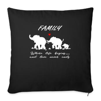 Elephant family gift - Sofa pillowcase 17,3'' x 17,3'' (45 x 45 cm) - black - Front