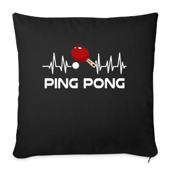 Pingpong Tischtennis Aufschlag Table Tennis Schlag - Sofakissenbezug 45 x 45 cm - Schwarz - Vorne