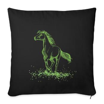 Horses pony green glitter love - Sofa pillowcase 17,3'' x 17,3'' (45 x 45 cm) - black - Front