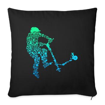 Scooter Stunt Kick Scooter cadeau pour enfants - Housse de coussin décorative 45 x 45 cm - noir - Devant