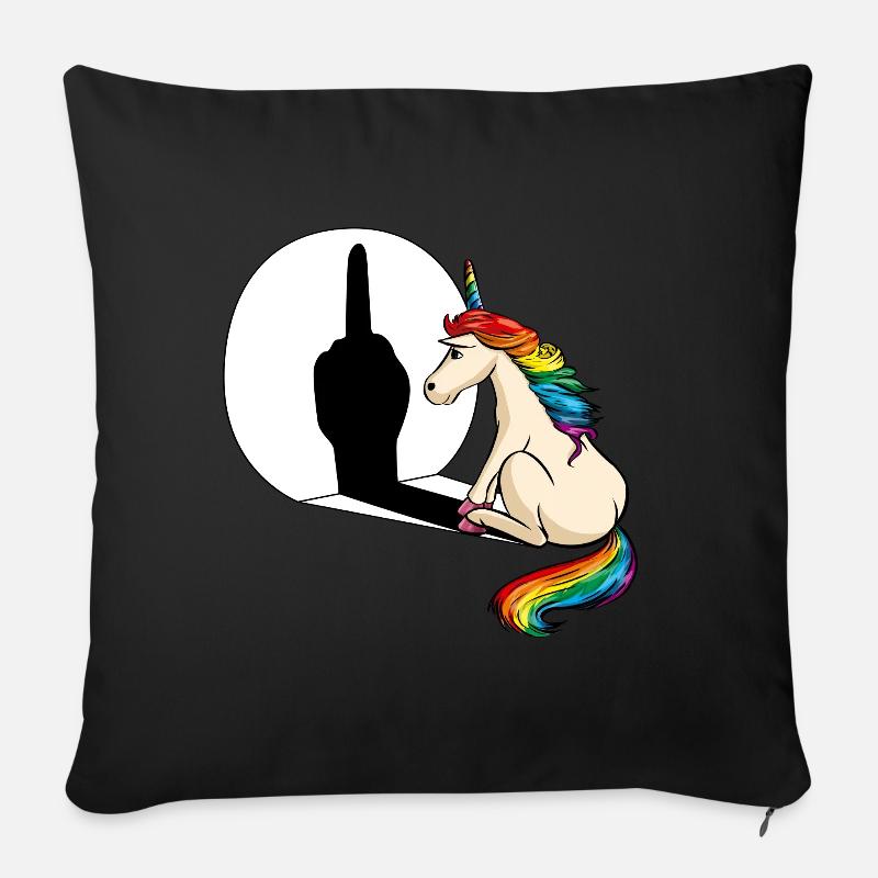 Einhorn Mittelfinger Schatten - Sofakissenbezug 45 x 45 cm - Schwarz