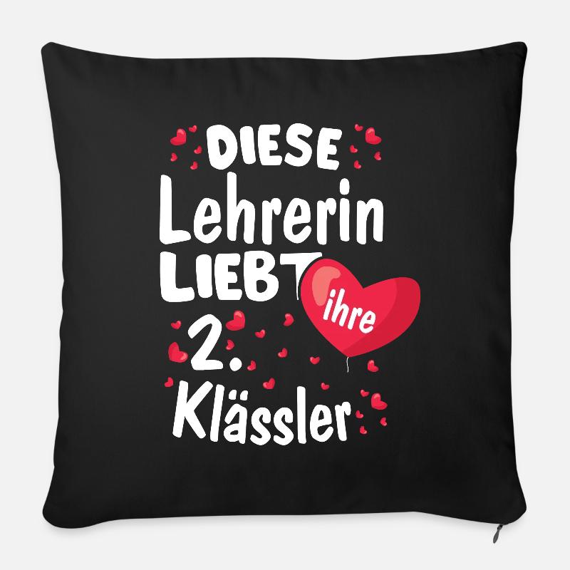 Diese Lehrerin liebt ihre 2. Klässler - Sofakissenbezug 45 x 45 cm - Schwarz